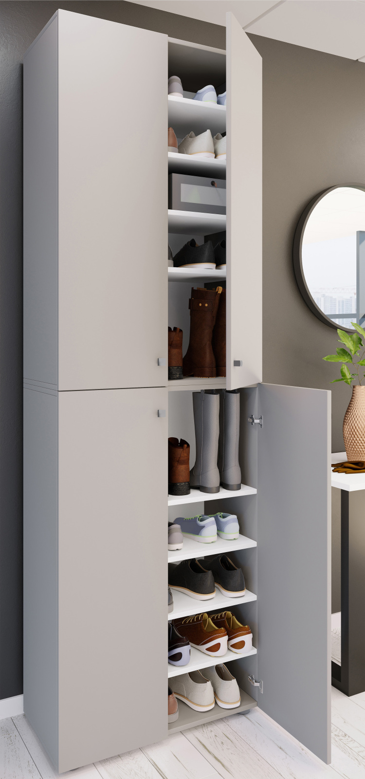 Schuhschrank LONA XL - grau - 10 Fächer