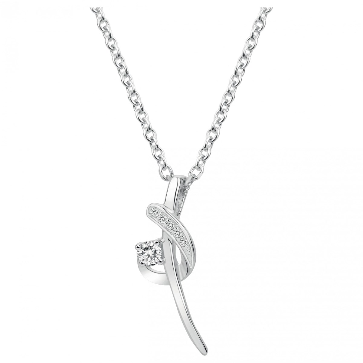 Collier mono-motif en Argent avec oxyde de zirconium blanc