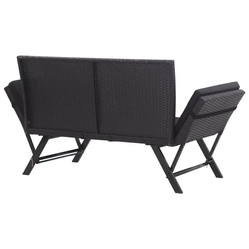 vidaXL - Ligbed - Zwart - Poly rattan
