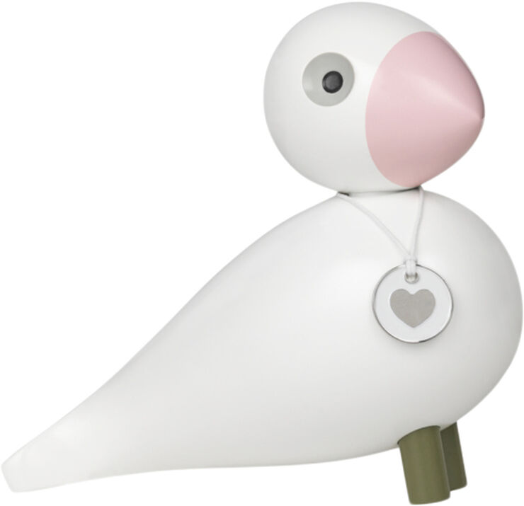 Kay Bojesen Sangfugl Love H15. 5 cm hvid/rosa Lyserød