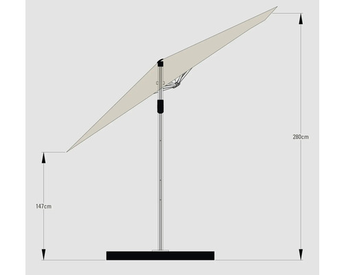 Soluna Orléans zweefparasol, 300 x 300 cm, vierkant, ecru