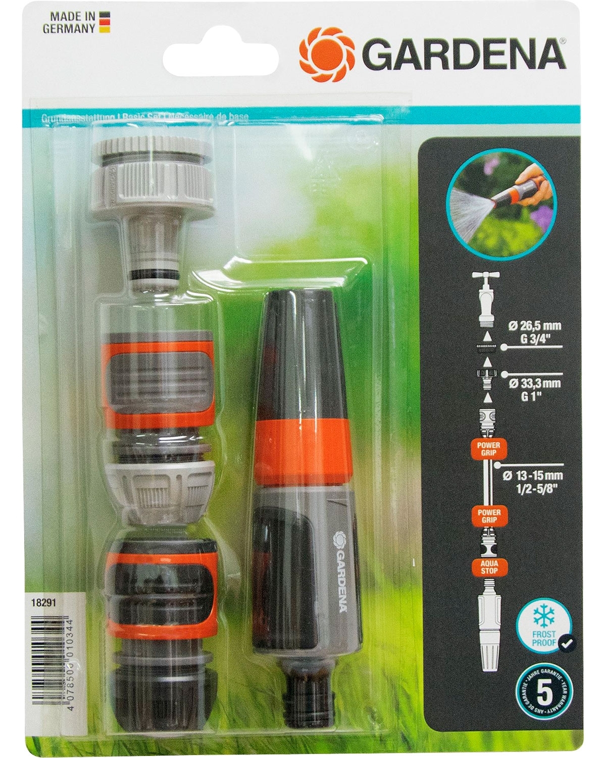 Gardena Grundausstattung Set Wasserhahn- und Schlauchverbindung 4-tlg.
