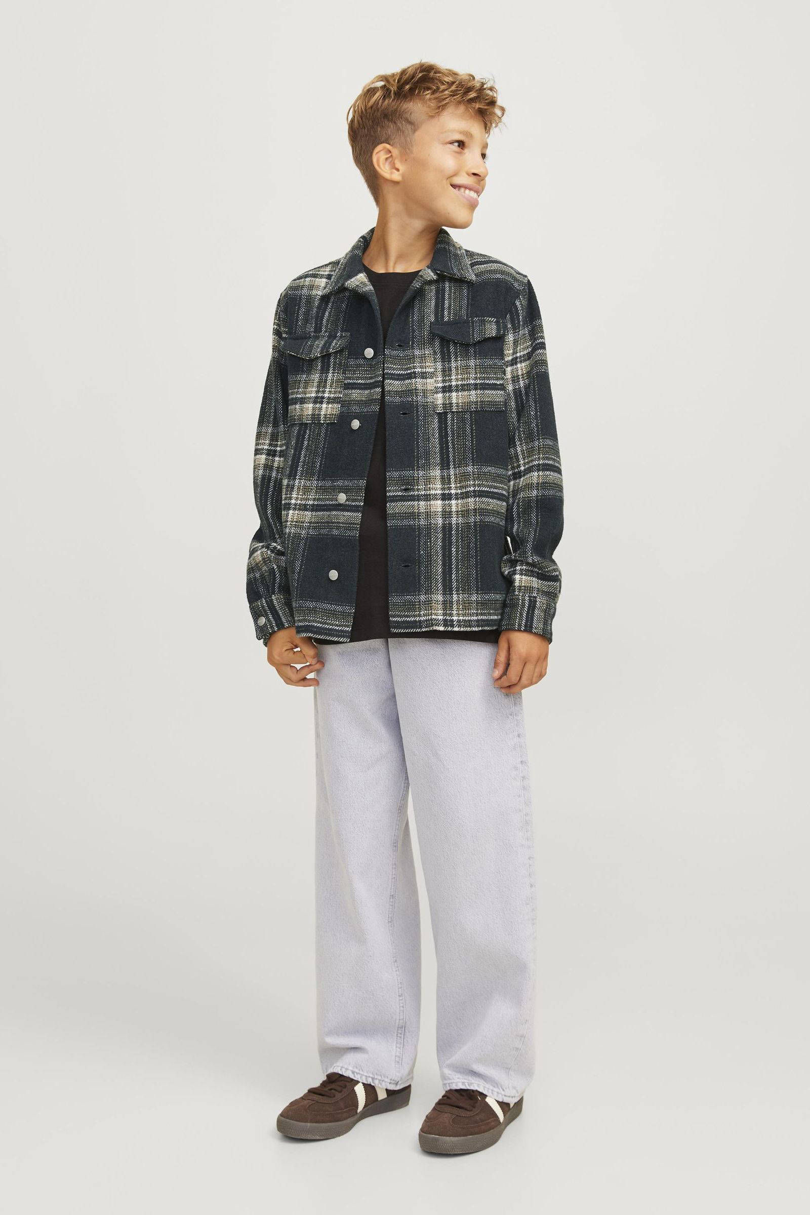 JACK & JONES geruit overhemd JORVESTERBRO donkerblauw/ecru
