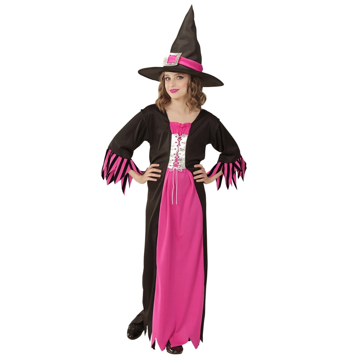 Halloween Jurk Zwart Roze Meisje Heks