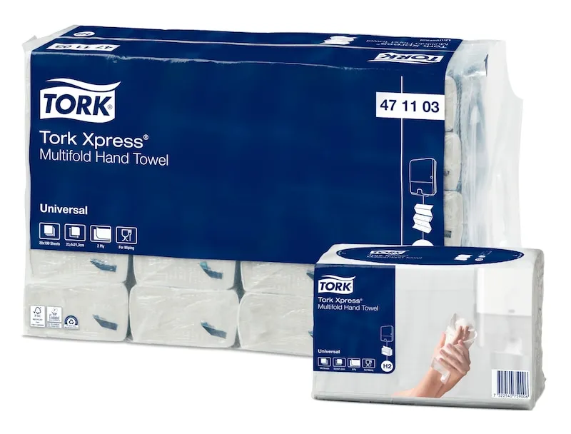 Håndklædeark Tork H2 Xpress® 2-lag hvid Multifold universal - (190 stk. x 20 pakker)