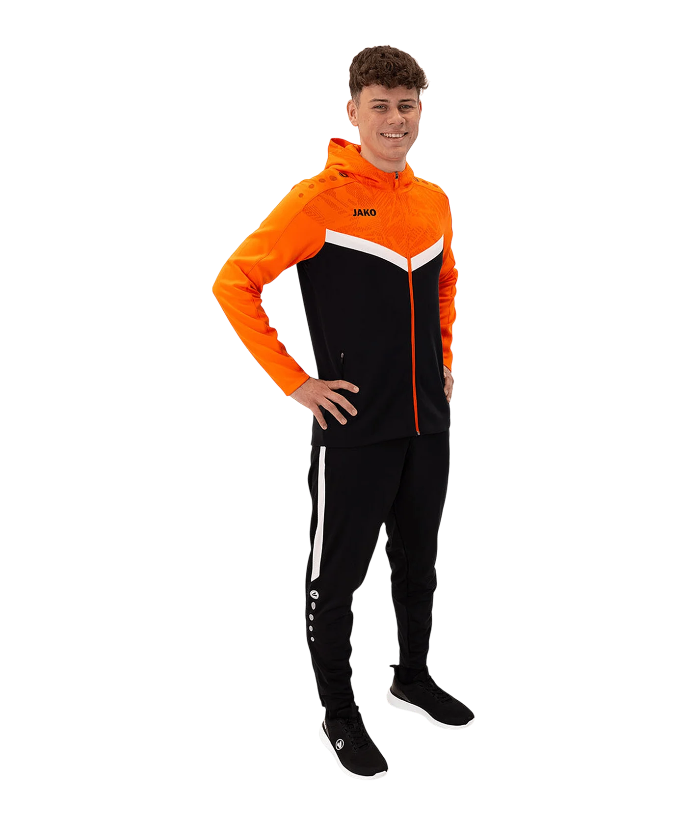 JAKO Icon Kapuzenjacke Schwarz Orange F807