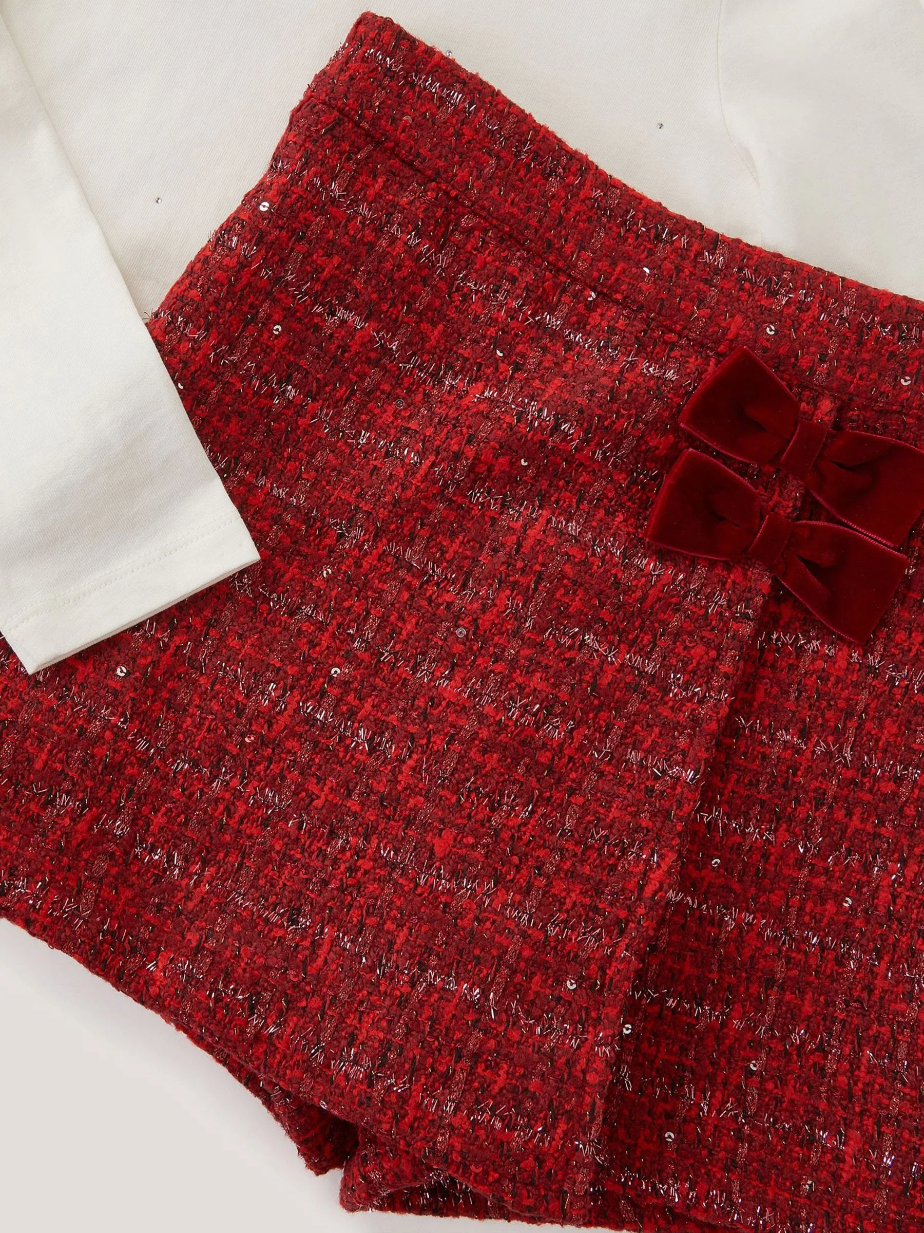 Monsoon Rhinestone Top & Tweed Skort Set