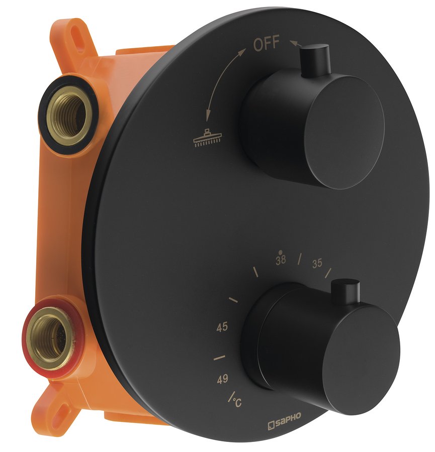 Sapho Solaris thermostatische inbouw douchekraan 20x20cm mat zwart