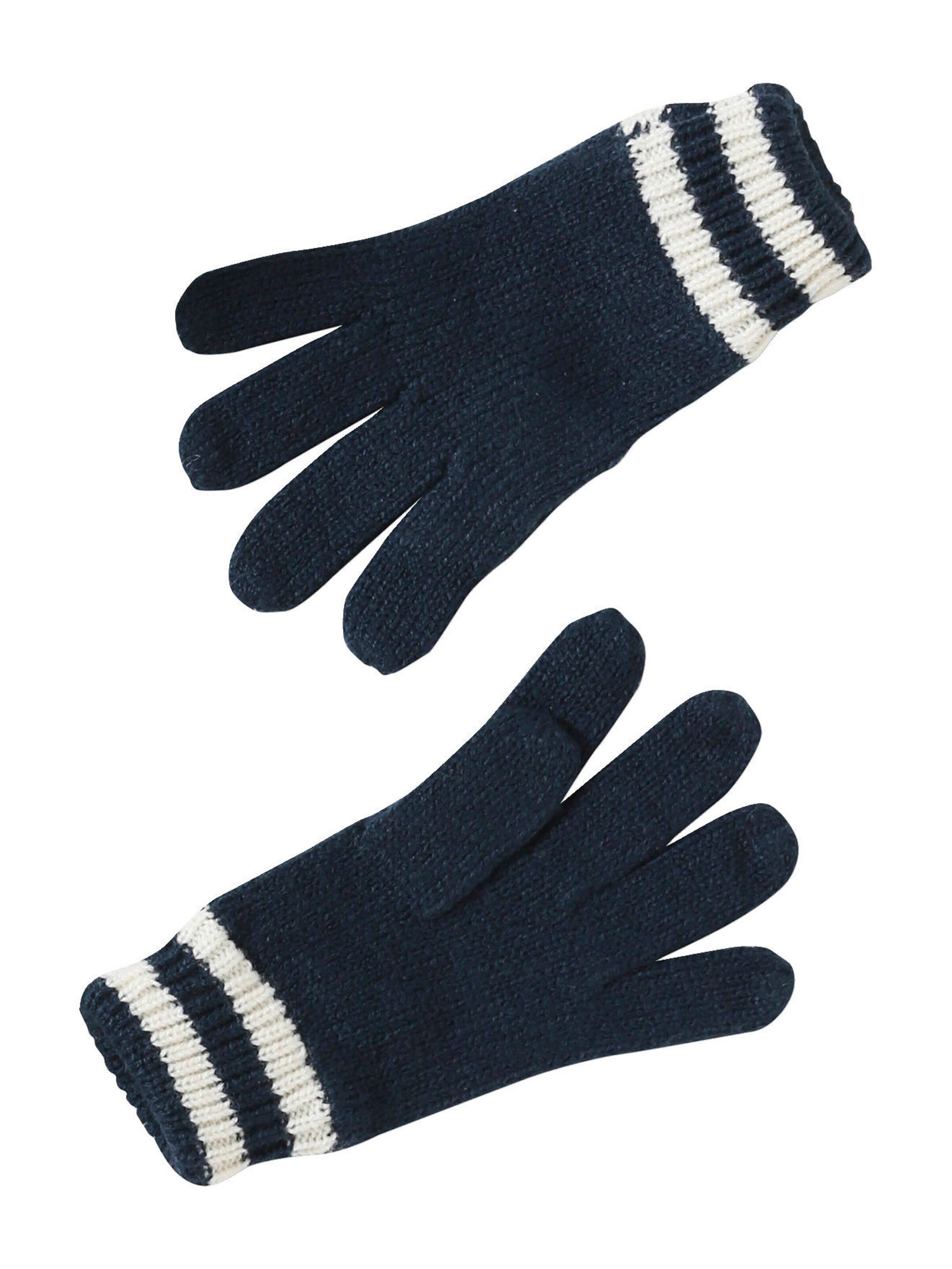 Vertbaudet Jungen-Set: Mütze, Rundschal & Handschuhe mit Matrosenstreifen tinte