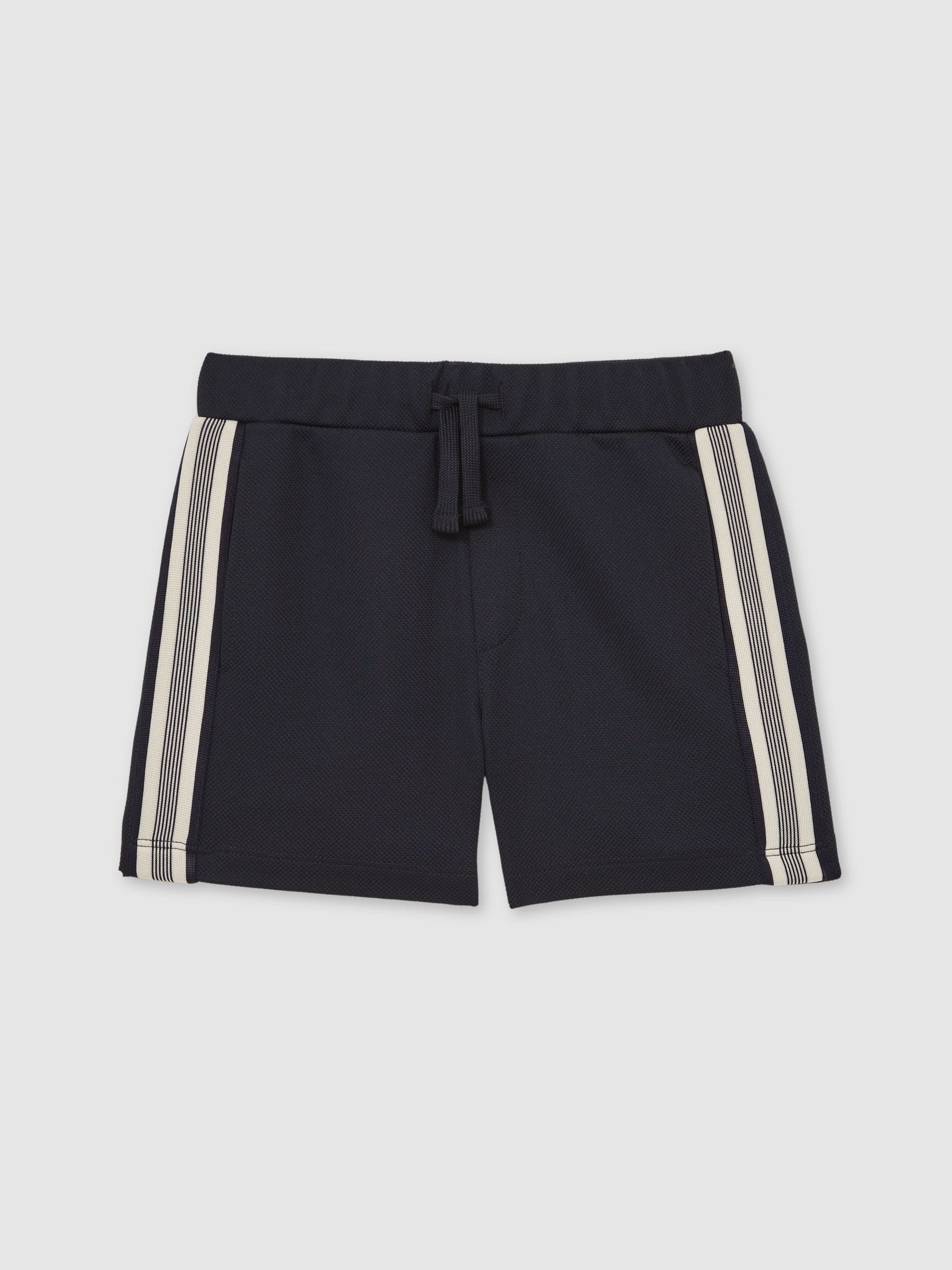 Donkerblauw - Reiss Terry Side Stripe Textured Shorts