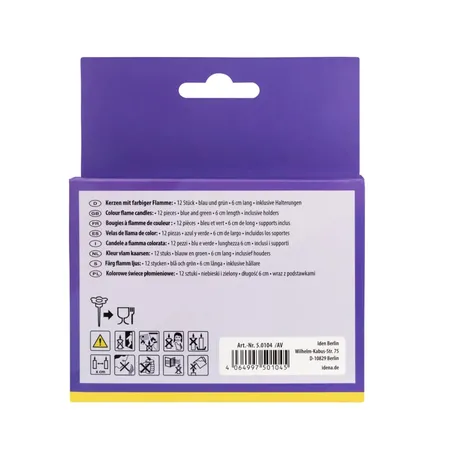 Idena Partykerzen - 12er Set, bunte Flamme, blau/grün
