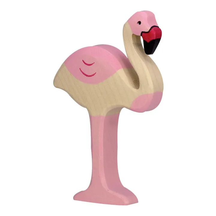 Holztiger Figurine en bois flamant rose