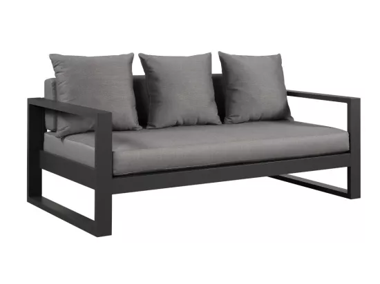 Salon de jardin en aluminium: un canapé 3 places, 2 fauteuils, une table basse - Anthracite - MOLOKAI de MYLIA