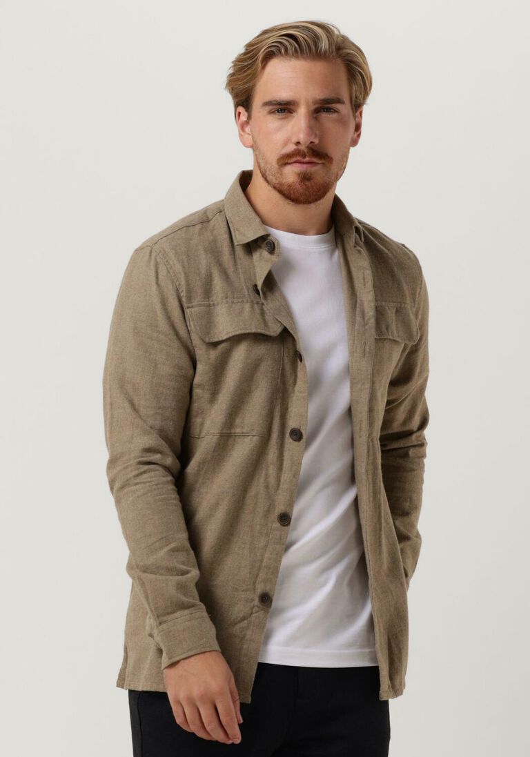 DSTREZZED taupe dstrezzed casual overhemd shirt melange flannel