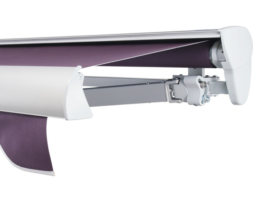 SOLUNA Semi-Cassettezonnescherm Classic 2,5x1,5 Stoffendesign 7554 Frame E6EV1 Zilver Geanodiseerd Aandrijving rechts incl. motor, wandschakelaar