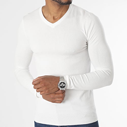Pull Col V Blanc