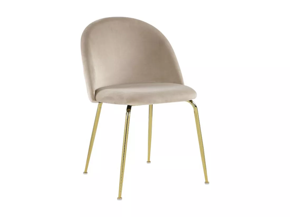 Lot de 2 chaises - Velours et acier inoxydable doré - Beige - MELBOURNE
