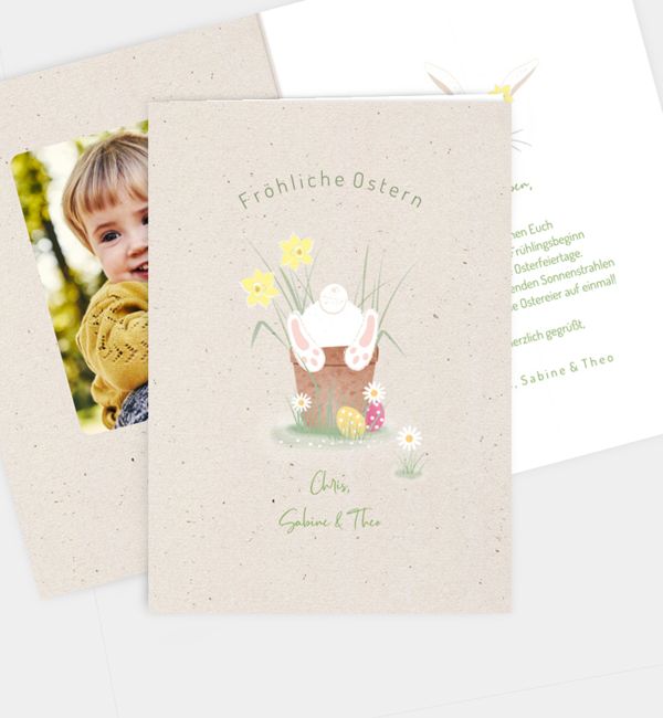 Grußkarte Osterhase Spürnase, Klappkarte hoch (105 x 148mm)
