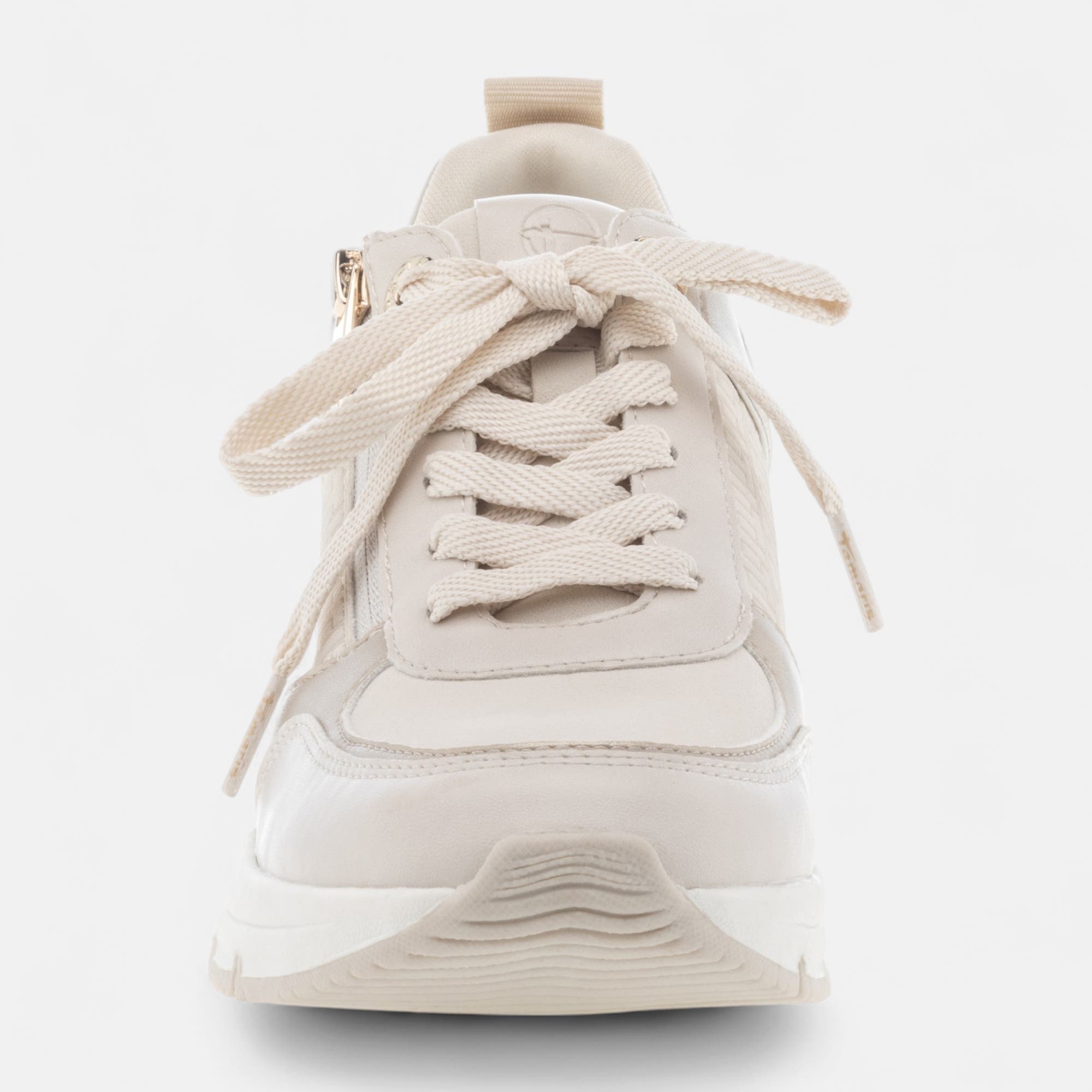Baskets basses à talon compensé Femme beige