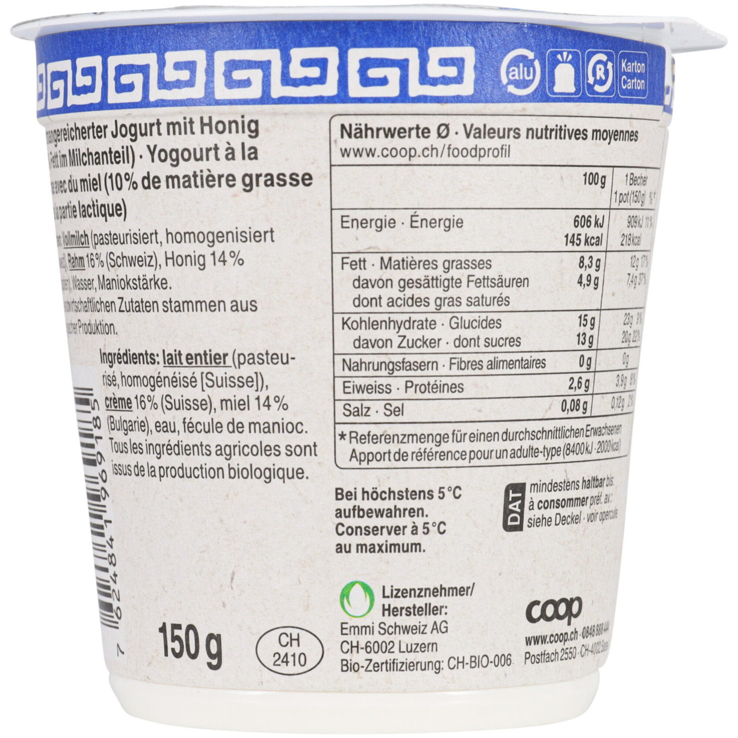 Naturaplan Bio Joghurt à la grecque Honig 2x150g