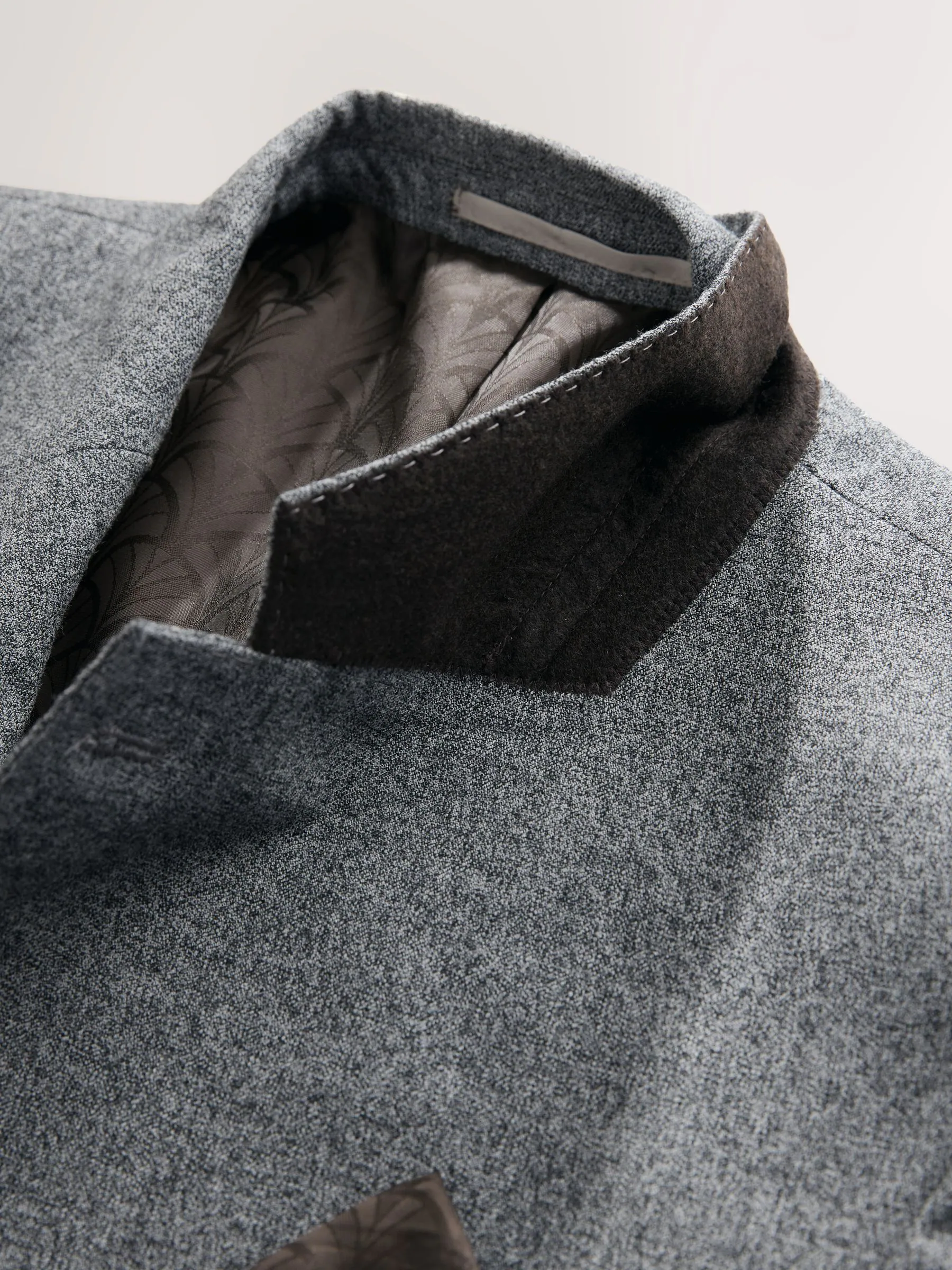 Grijs - Tailored Fit Merino Wool Blend Suit Jacket