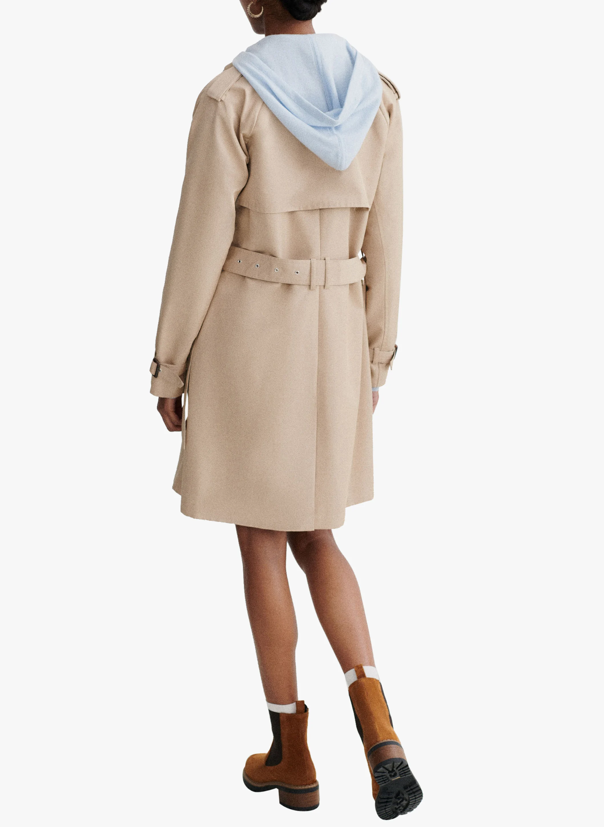 MAXB - Trench mi-long col tailleur en coton mélangé | Beige