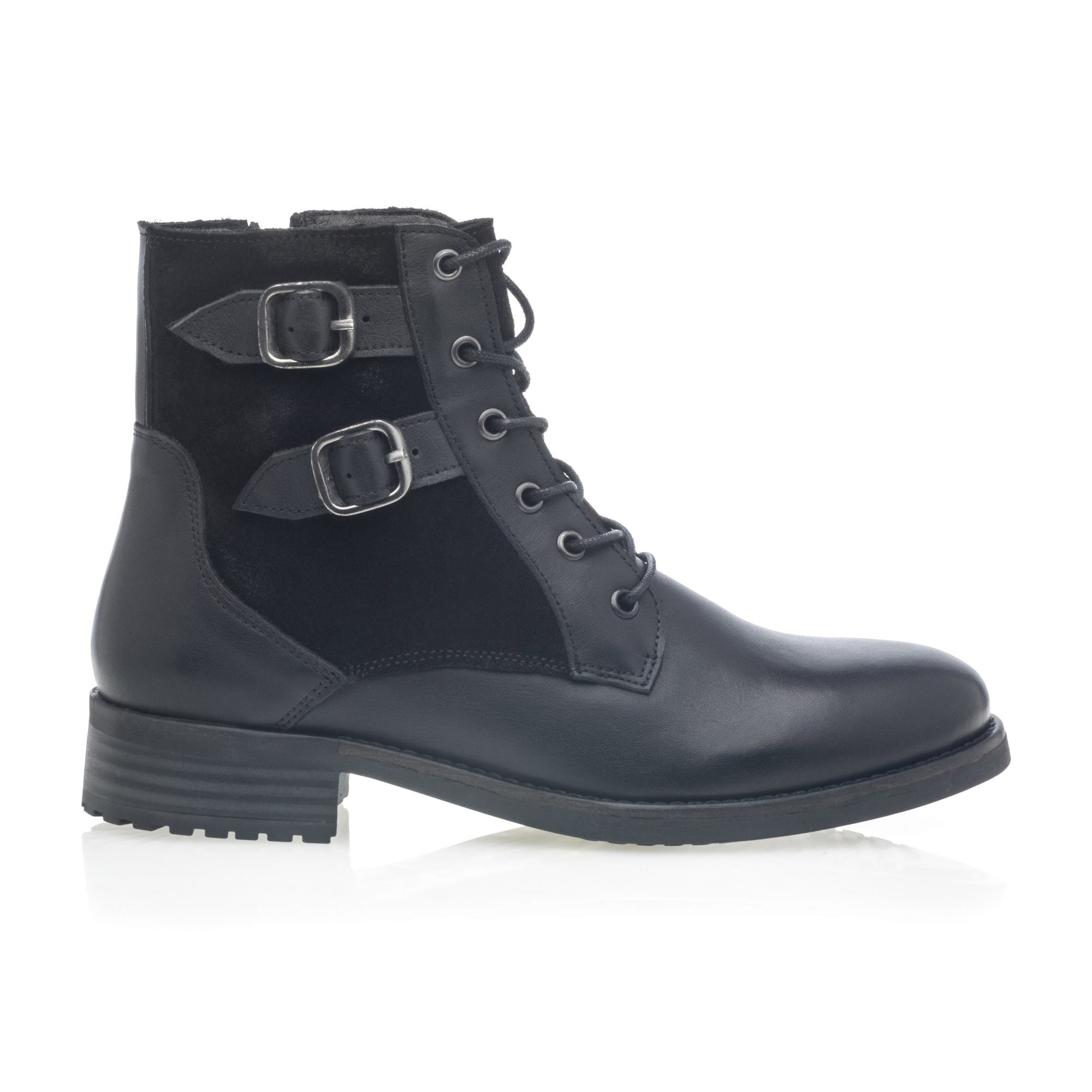 Bottines à lacets Femme en cuir noir