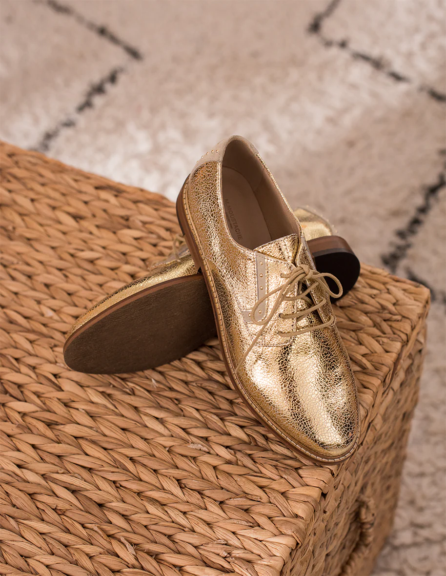 Derbies Laurette AH20 - Cuir Craquelé Doré