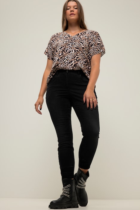 Skinny-Jeans, Falten am Saum, 5-Pocket