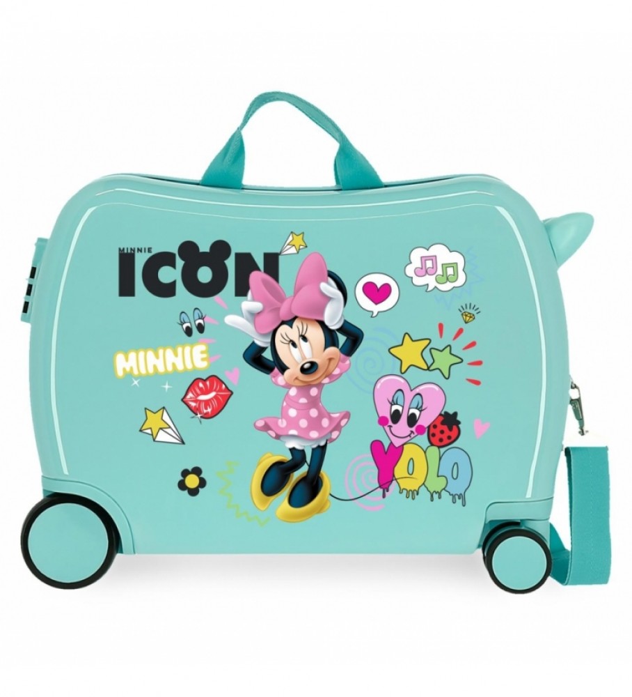 Mala infantil Joumma Bags com 2 rodas multidirecionais Enjoy Hi Love Turquesa - 38x50x20cm -