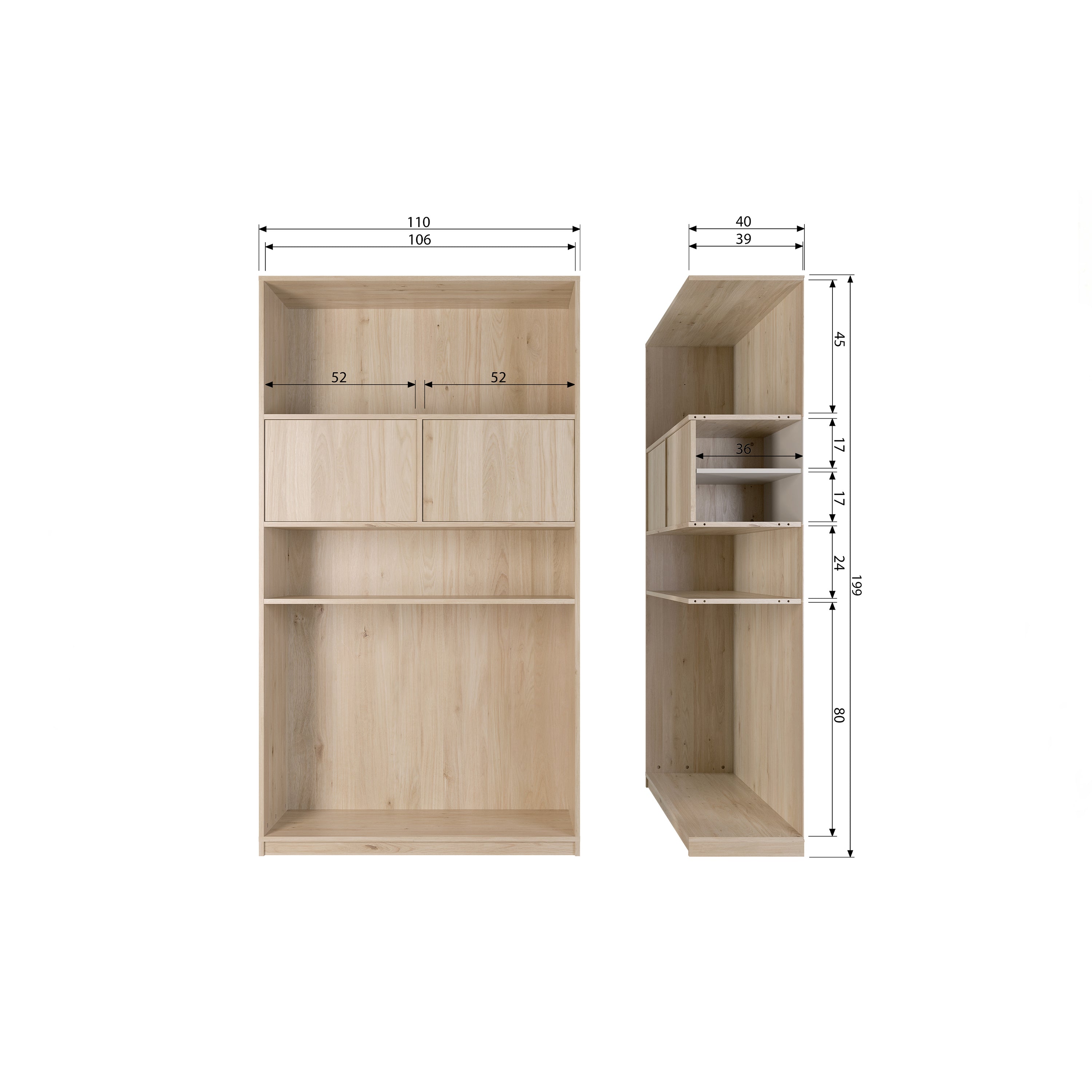 vtwonen Modulair Bovenkast Eikenhout Fineer - B 110 cm