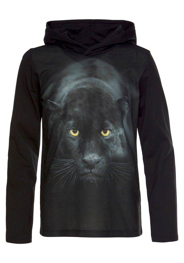 KIDSWORLD Kapuzenshirt »PANTHER - Fotodruck«, Langarm,  Basic-Passform,  mit peppigem Druck,  aus  Baumwolle
