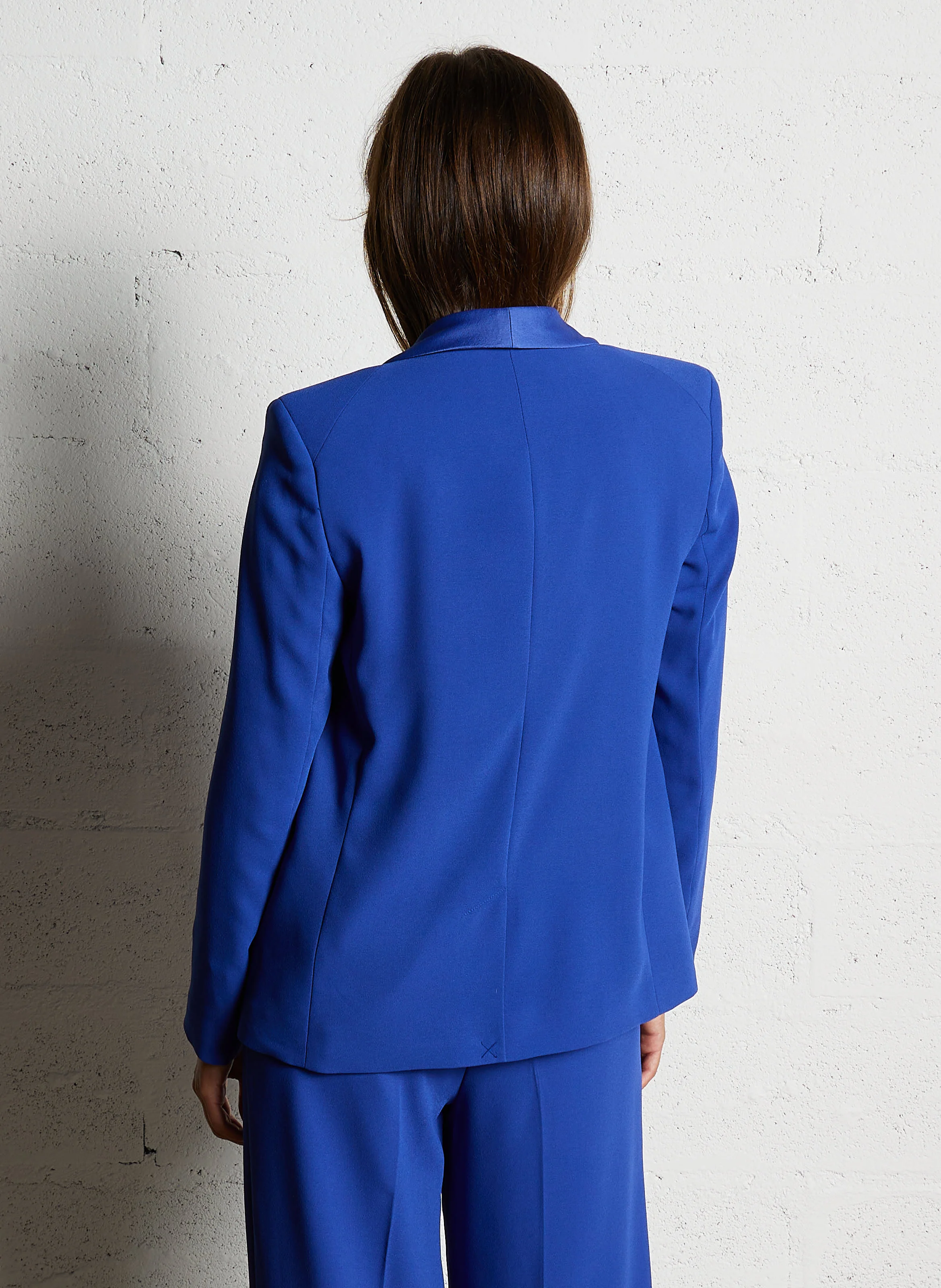 Veste tailleur oversize col châle | Bleu