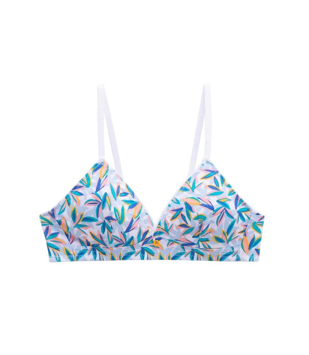 Soutien-gorge triangle sans coques en coton bleu Clem