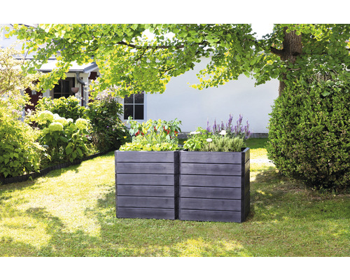 Klassieke verhoogde tuinbak GARANTIA ERGO Quadro Module L 80 x 80 x 25 cm hout