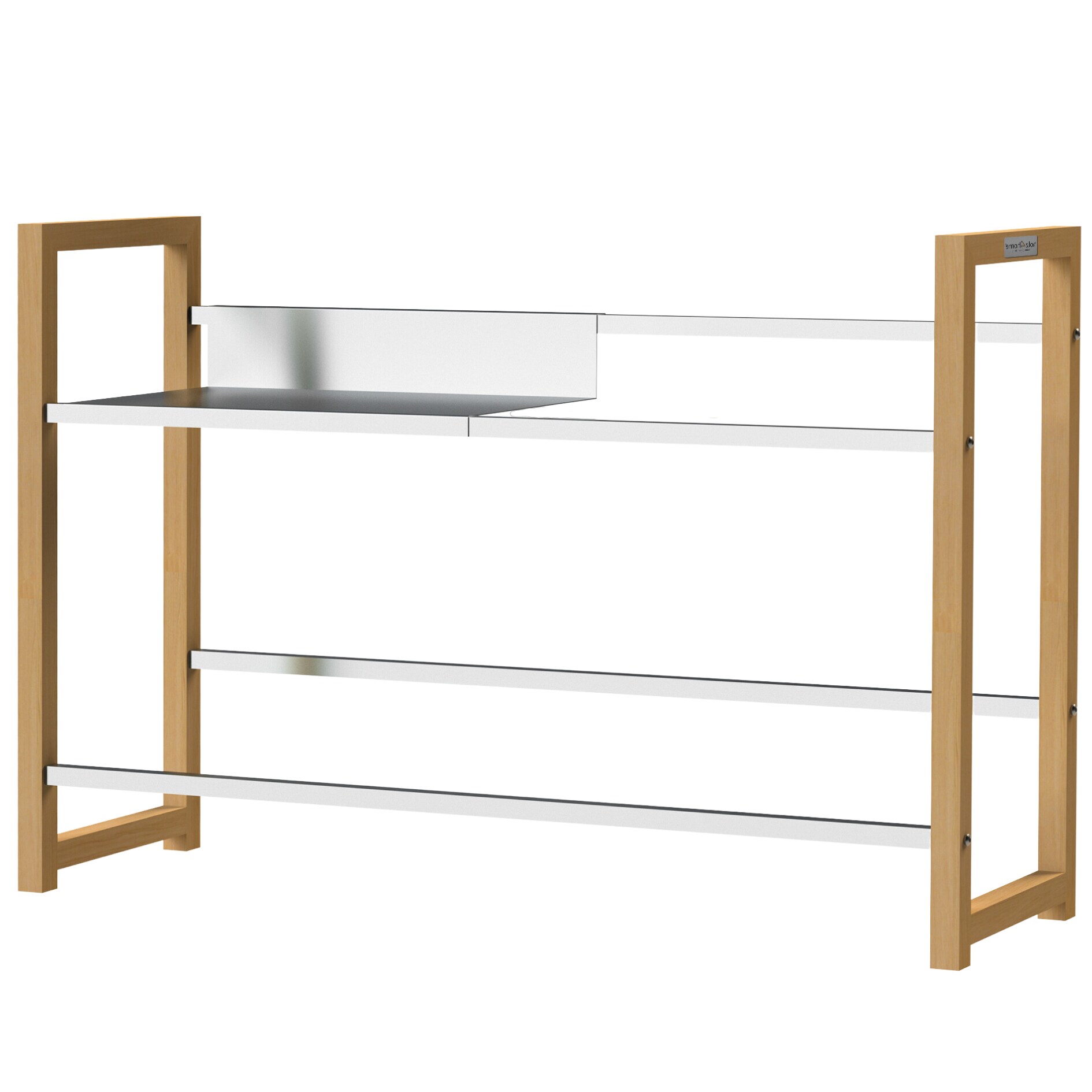 holz4home® Getränkekistenregal aus Holz inkl. Ablage I Silber | 2 Kisten