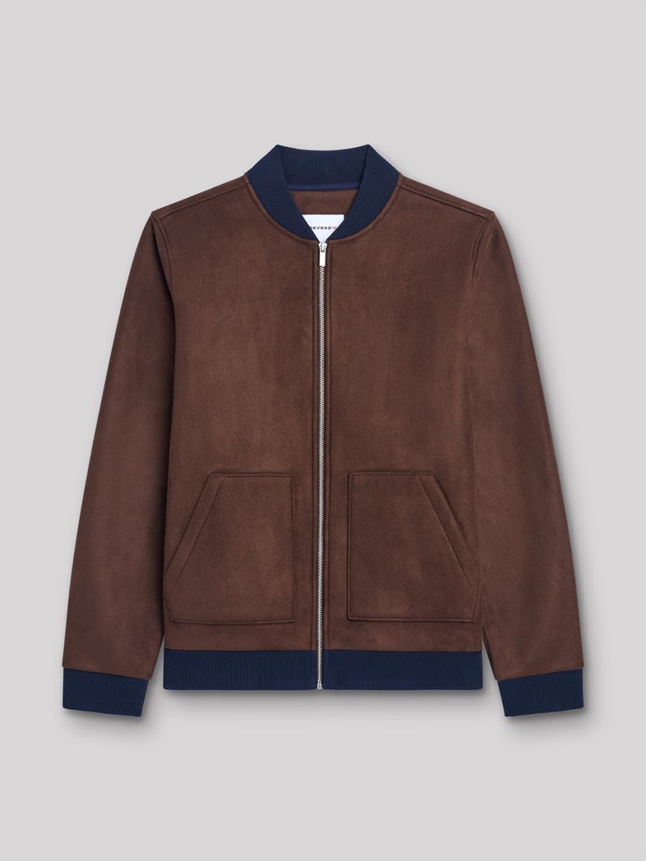 Veste légère col teddy suédine