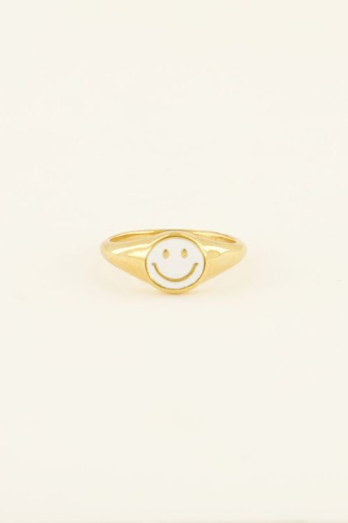 Ring met parelmoer smiley