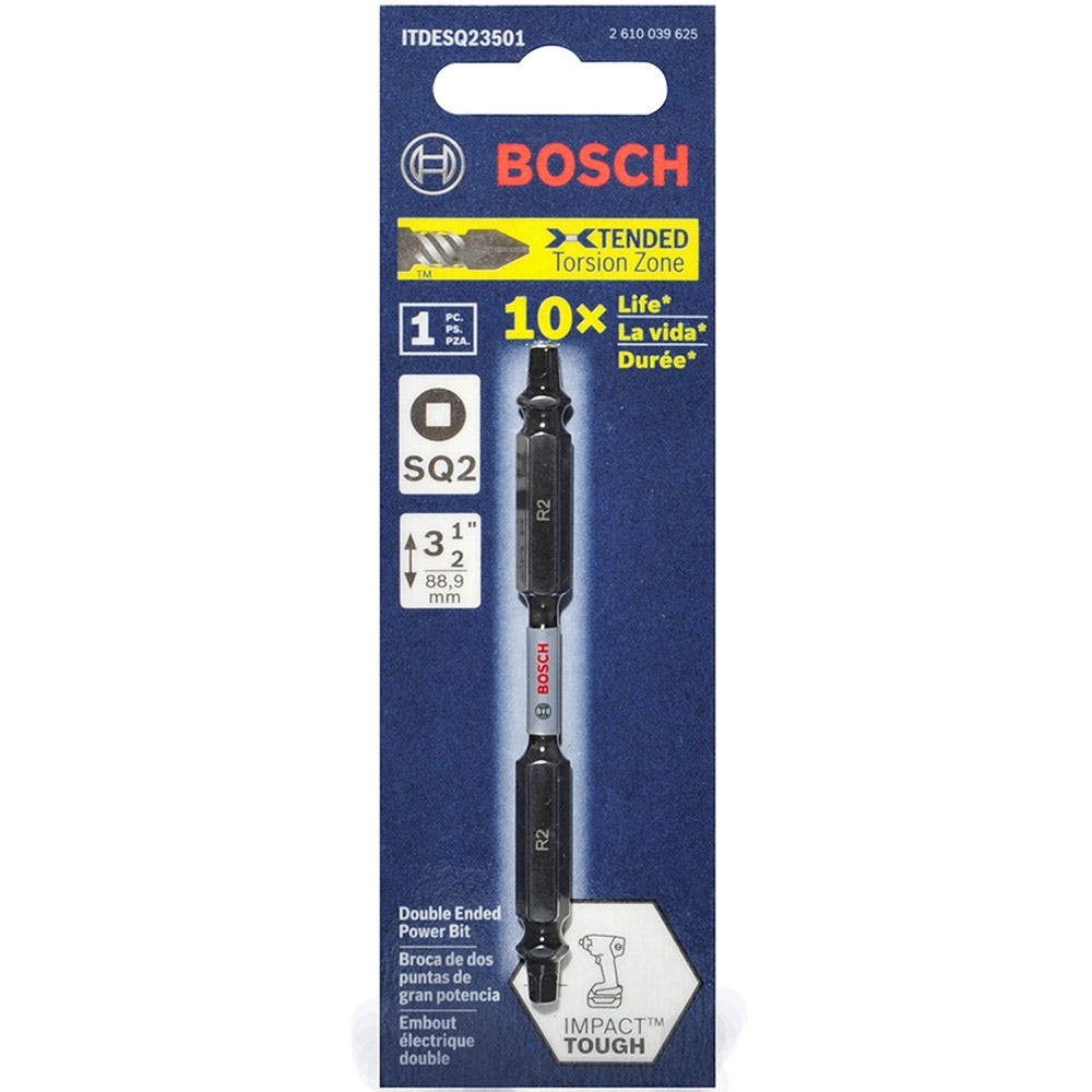 BOSCH R2 x 90mm Robertson/Square Double-Ended Power Screwdriver Bit - IMPACT TOUGH