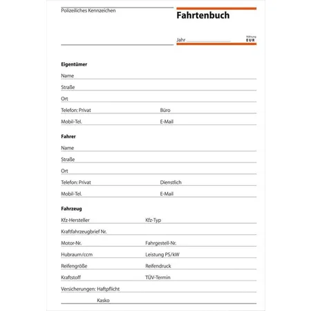 Sigel Fahrtenbuch Pkw, A5, 32 Blatt