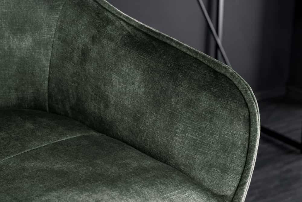 Design Barhocker EUPHORIA dunkelgrün Samt schwarze Metallbeine Barstuhl mit Lehne