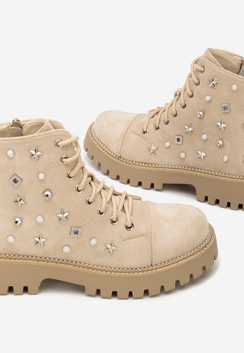 Bottines à lacets femme beige Stelyana