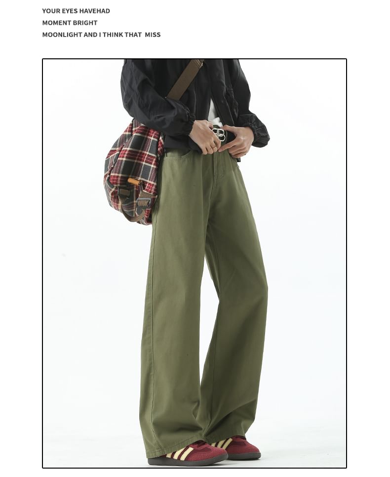 AXEN - Mid Rise Plain Straight Leg Broek