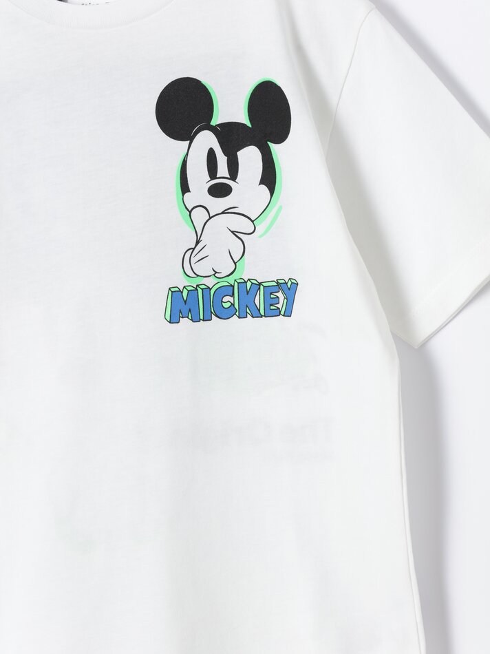 Camiseta com estampa maxi do Mickey Mouse nas costas ©DS - Branca