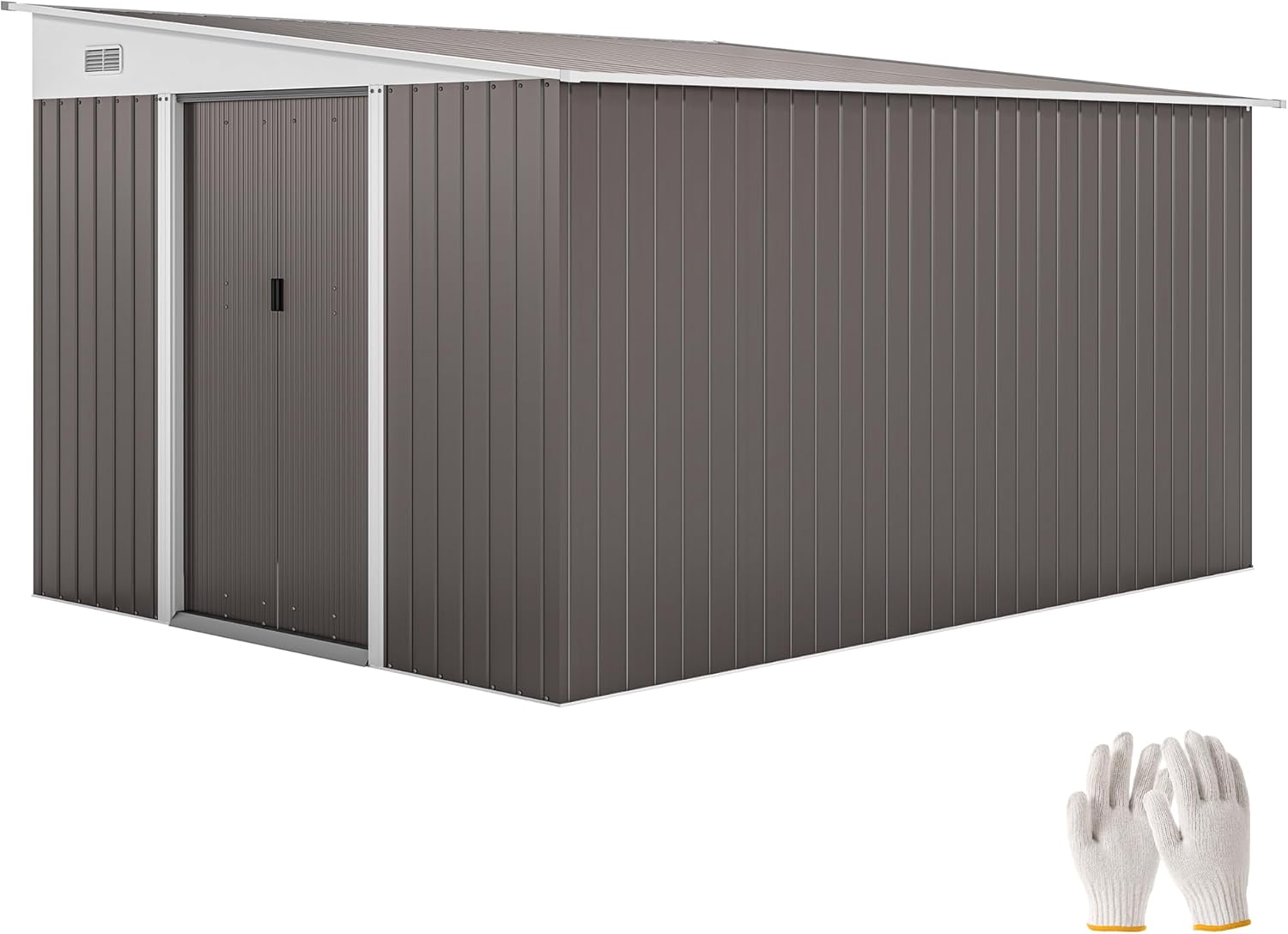 Outsunny Metall Gerätehaus 280x345x201cm 19,4m³ Gartenhaus mit Pultdach Schiebetür wetterfest Geräteschuppen Schuppen Outdoor Schrank für Außenbereich Hinterhof Anthrazit Garten, Grau
