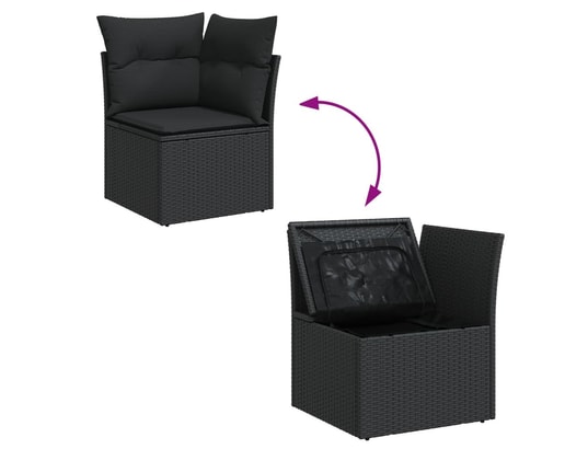VIDAXL - Salon extérieur Salon de jardin 11 pcs avec coussins noir résine tressée