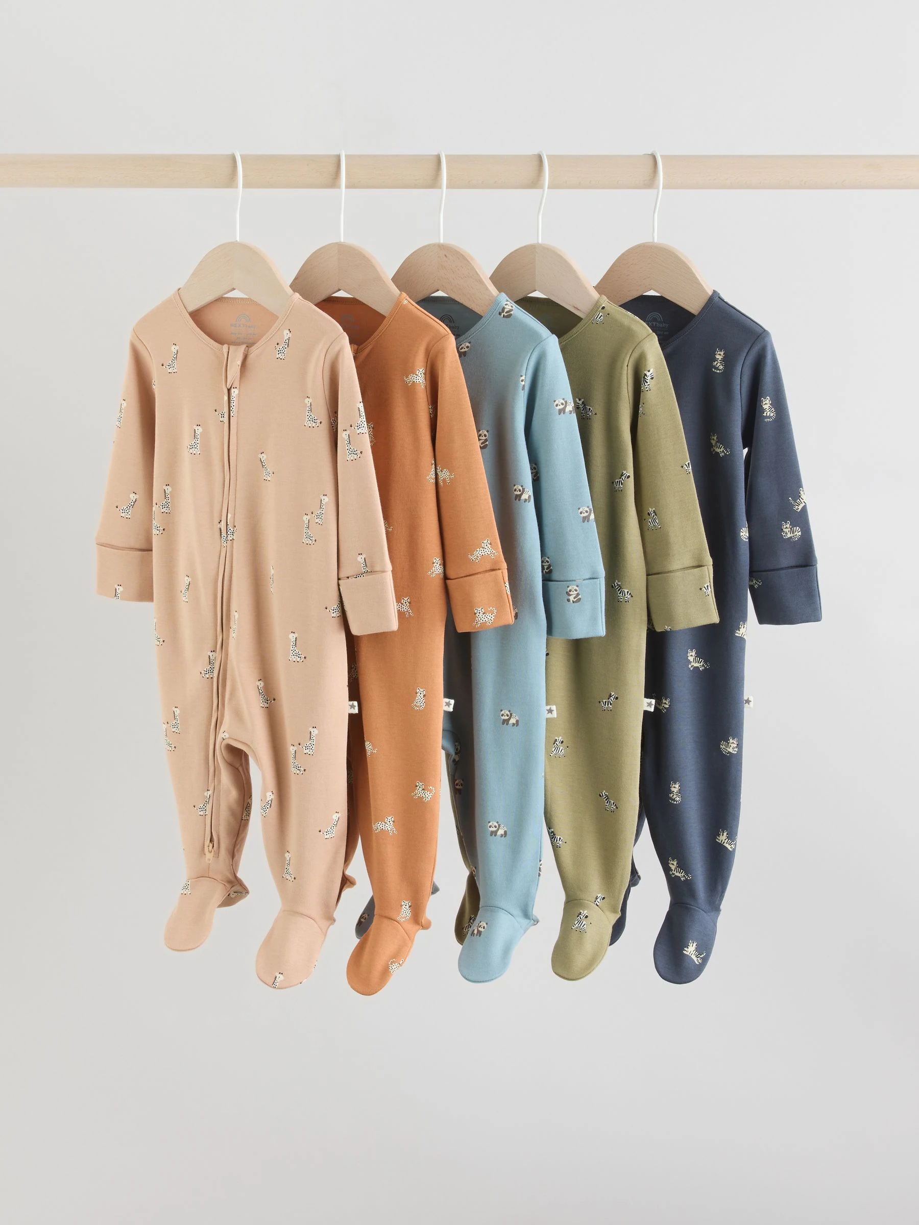 Mineraalblauw - 100% katoenen babyslaapzakjes met tweewegrits verpakking van 5 (0mnd -2jr)
