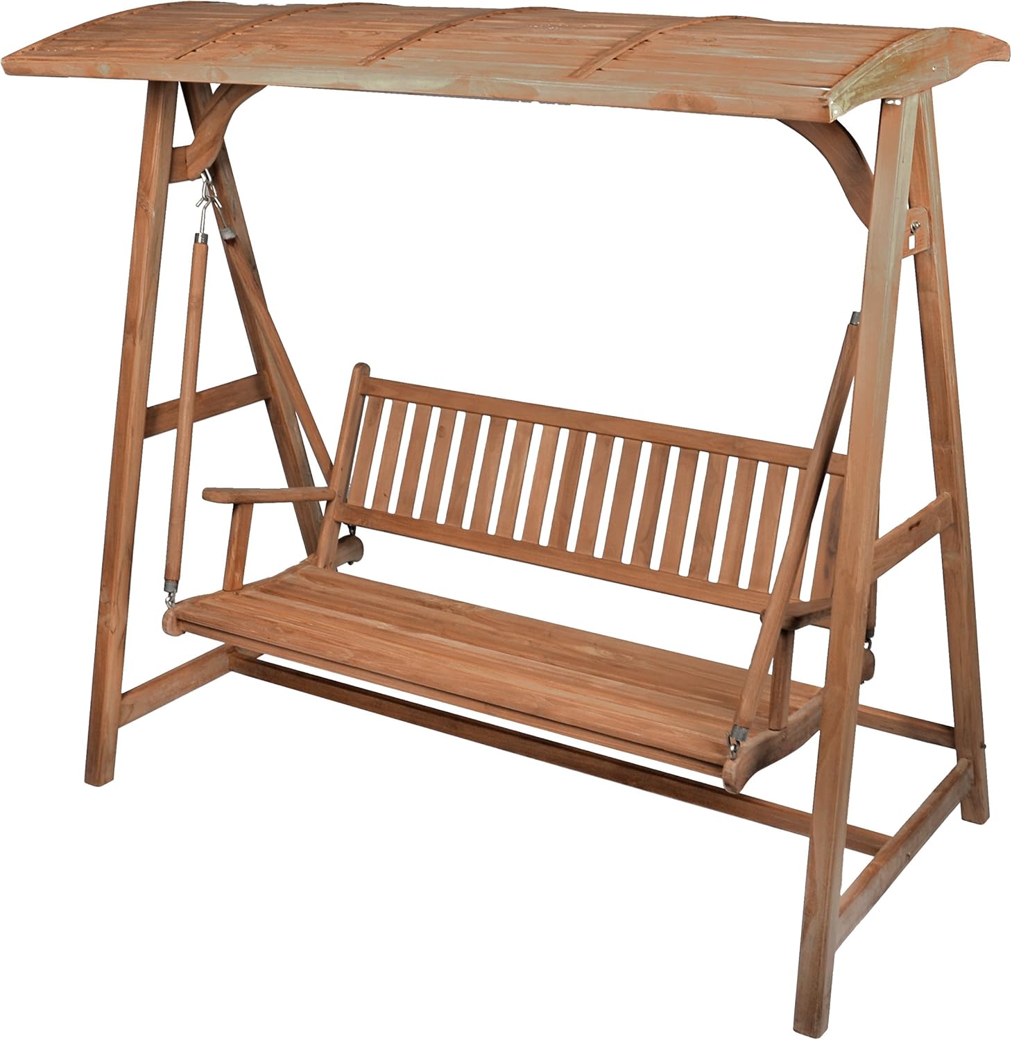 DIVERO Hollywoodschaukel 3-Sitzer aus Teak-Holz, behandelt - Farbe: Braun
