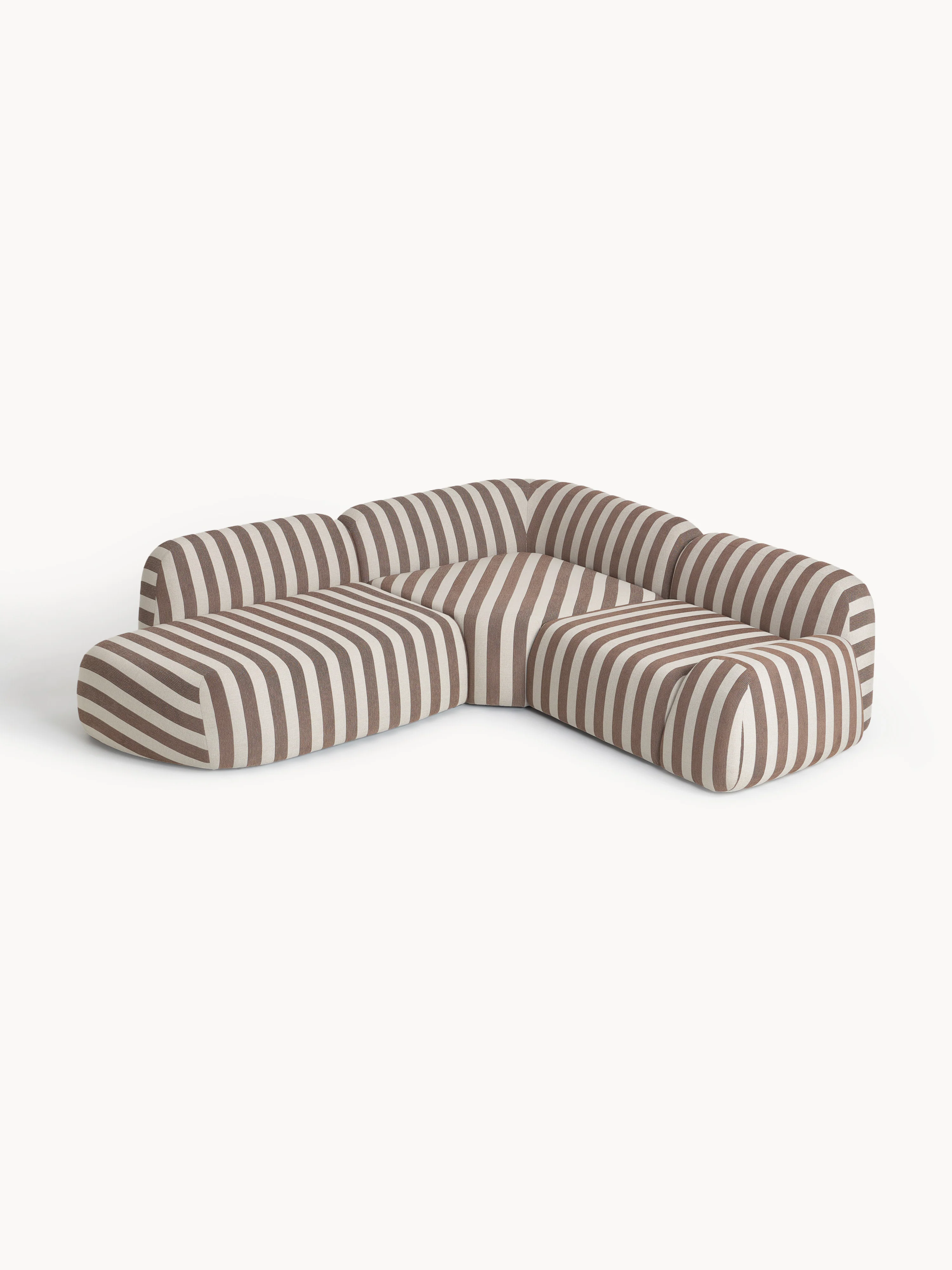 Gestreepte modulaire hoekbank Wolke (4-zits) met chaise longue