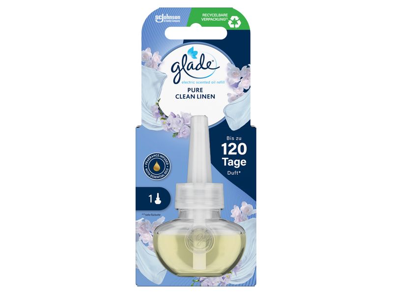 Glade Duftstecker Nachfüller Pure Clean Linen 20 ml Nachfüllkartusche für elektrischen Raumduft